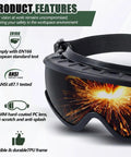 Built Tough Welding Goggles With Shade 8 Infrared Lens And 180 Degree Wide View Angle For Crystal Clear Focus And No Sweat Comfort During Heavy Duty Job Site Grind featuring flexible TPU frame and anti-splash lens.