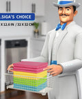MR.SIGA microfiber cleaning cloths, 12-pack, 12.6 x 12.6 in, multicolor cloths in a basket