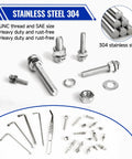 All-In-One Screw Bolt Nut Kit 1218 Pcs In Durable Storage Box 304 Stainless Steel M3 M4 M5 M6 Machine Screws Nuts Washers And Lock Washers