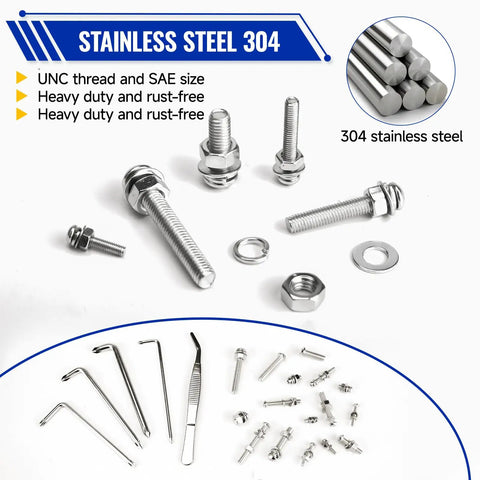 All-In-One Screw Bolt Nut Kit 1218 Pcs In Durable Storage Box 304 Stainless Steel M3 M4 M5 M6 Machine Screws Nuts Washers And Lock Washers