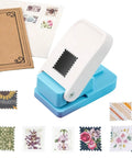 Rectangular Postage Stamp Punch 1x0.8 Inch With Scalloped Edge, Lever Action Paper Punch For Crafting, Scrapbooking, Card Making