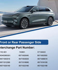 Modern SUV on driveway with text for Toyota Passenger Right Side Power Window Lift Motor 742-601 Replacement details.