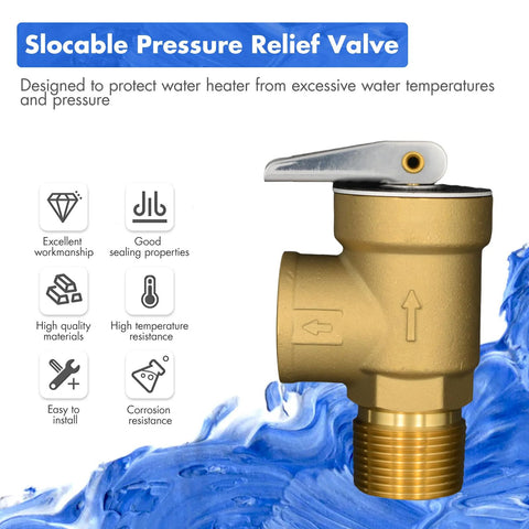VAV pressure relief valve, 3/4 in NPT female, lead-free copper, 150 PSI, water heater compatible