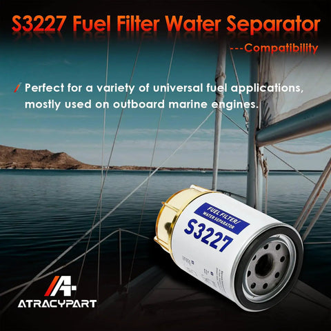 Marine Outboard Fuel Filter Water Separator With Clear Bowl Assembly Replacement For Outboard Motors 10 Micron