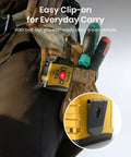 3 In 1 Digital Laser Tape Measure With 131ft Laser And 16ft Tape Instant Digital Readouts Class II Eye Safe Laser Versatile Measuring Tool For Home DIY Construction And Carpentry Projects Fast Accurate Measurements, belt clip view