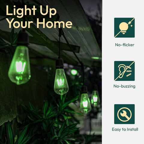 Shatterproof S14 Outdoor Light Bulbs 24 Pack For String Lights, E26 Base 1W 2200K Warm White, Waterproof decor shown lit.