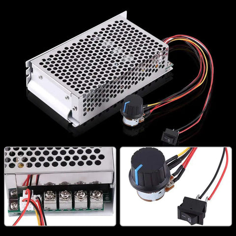 Beast Power DC Motor Speed Controller 10-50V 100A 5000W PWM Control with heat dissipating case and wiring closeup