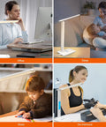 Desk Lamp With Wireless Charger And USB Port, Dimmable LED Table Light With Clock, Alarm, Date And Temperature in various settings