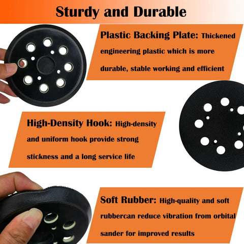 5 Inch Hook And Loop Sander Pad For 5 Inch Orbit Sanders With 8 Hole Dust Pattern Replacement Pad That Fits R2600 R2601