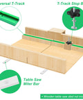 Crosscut Sled Kit For Table Saw With Two Aluminum 12 Inch T Track And Two UHMW 17 Inch Miter Bars Including Star Knob Bolt Washer