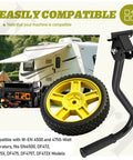 Wheel and handle kit next to generator and RV, compatible with WEN 4500 and 4750 watt generators, easy install