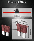 Product size diagram for Six Pack Ten Gauge Twelve Volt Inline Fuse Holder With Forty Amp ATC ATO Blade Fuses showing dimensions.
