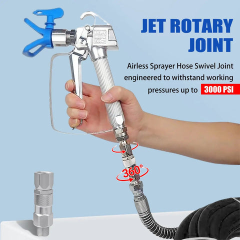 Airless Spray Gun Swivel Connector For Magnum Straight Hose Eliminates Hose Twists And Kinks Smooth Pressure Rolling Pro Grade Accessory For Precision Exterior And Detail Spraying Projects, stainless steel 3000 PSI hose joint