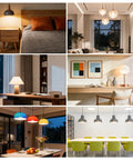 Various indoor lighting setups with Eco LED A19 Light Bulb 9W Equivalent to 60W, 750 Lumens, Soft White 2700K, E26 Base