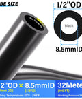 Heavy Duty One Half Inch Outer Diameter Black Nylon Pneumatic Air Line Tube For Air Compressors And Brakes 100 Feet Long 32 Meters 362 PSI Working Pressure