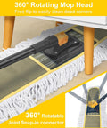360° rotating mop head with black handle and cotton mop pad, designed for easy cleaning in tight spaces, compatible with Heavy Duty 2 Pack 36 Inch Cotton Dust Mop Replacement Heads.