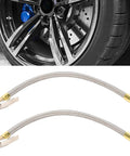 Two Piece Heavy Duty Tire Inflator Hose Adapter With 13 Inch Stainless Steel Extension For Cars And Bikes Reaches Tight Valve Spots Easy With M8 Thread Secures Air Pump Flow Avoids Leaks Helps Maintain Pressure High On The Road Anytime You Drive, 13-inch braided hose