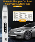 Exact Color Match Touch Up Paint Pen For Cars Chip And Scratch Repair Quick Silver Tesla PN00 Easy Blend with car guide.