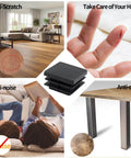 30 Pack One And One Half Inch Square Plastic End Caps showing features for floors, hands, noise, and dust protection.