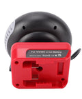 Heavy Duty 200 Watt Battery Powered Space Heater With Dual Heat Modes And 360 Swivel For Garages Trucks And Worksites, battery connector on black heater.