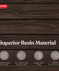 Close-up of wood-look resin material used in Solana 70 Gallon Storage Bench Deck Box for Patio Furniture and Outdoor Seating.