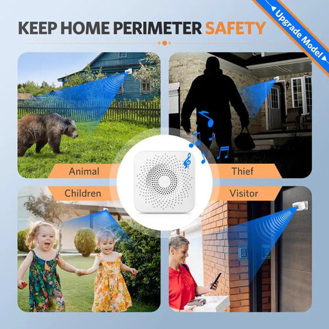 Wireless Driveway Alarm System Weatherproof Motion Sensor With Plug In Receiver And Loud Chimes Outdoor Security Alert Monitor