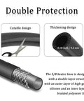 Cutaway view of 5/8-inch silicone heater hose, 16mm ID x 24mm OD; outer silicone with braided polyester inner.