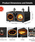 T9PRO 200W 2 1 Channel Tube Bluetooth DAC Stereo Amplifier with display, VU meter, and rear audio inputs