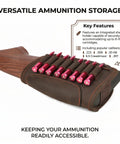 Adjustable Cheek Riser Rifle Stock Pad With Leather Protection And Eight-Round Ammo Holder on wooden rifle stock