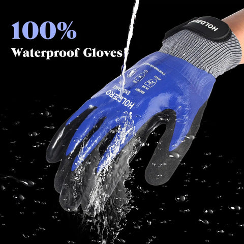 Cut Resistant Work Gloves A4 ANSI Nitrile Sandy Coated Waterproof Touchscreen Compatible For Heavy Duty Jobs And DIY Grippy Grip