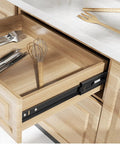 12 Inch Heavy Duty Drawer Slides With Soft Close For Smooth Quiet Glide, Easy Install, Full Extension, Built Tough Rolled Edge Reinforcement, Fits Cabinets and Furniture Drawers, Chrome Finish, drawer installed in wood cabinet