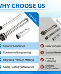 Built Tough Rv Water Heater Repair Kit With Screw In Heating Element Magnesium Anode Rod Sealing Gasket Hex Wrench And Thread Seal Tape No Sweat Seasonal Maintenance Bundle showing upgraded heating elements and comparison with outdated versions.