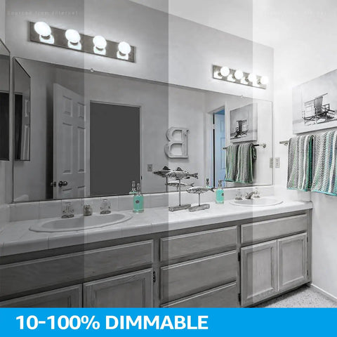 Bathroom vanity mirror with G25 LED Globe Light Bulbs 5W 40W Equivalent Dimmable 450 Lumens 5000K Daylight E26 Base UL Listed