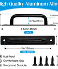 Diagram of 5 Inch Black Barn Door Handles 2 Pack Premium Aluminum Alloy Cabinet Pull Handles With Screws, showcasing dimensions and features.