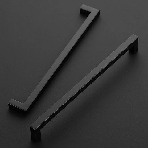 Black Cabinet Pulls for Kitchen Square Stainless Steel Drawer Handles 10 Inch Hole Center 10.5 Inch Total Length