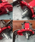 Hardened Steel Spur Gear Set Mod 1 1.0 Metric Pitch for One Eighth and One Tenth RC Cars with red gearbox and gears.