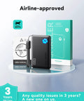 Compact 10000mAh Power Bank Featuring 45W Fast Charging Portable Charger on display with user manual and packaging.