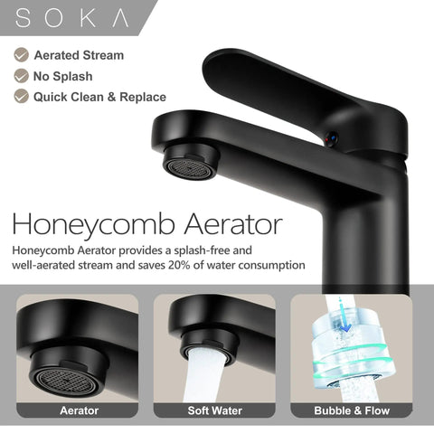 Brass Matte Black Bathroom Faucet With No Fuss Pop Up Drain And Deck Plate For 1 Or 3 Hole Install Single Handle RV Style Built Tough Durable Lead Free Brass With Ceramic Disc Cartridge Rust Resistant Modern Bath Fixture