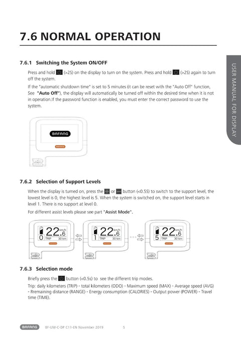 Instruction manual page for Electric Bike LCD Display Meter DPC11 Cycling Computer with illustration.