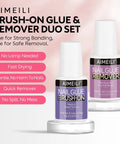 Pro Nail Glue And Remover Kit For Press On Nails, Strong Gel Bond For Acrylic Tips, Quick Nail Removal, 10ml bottles.