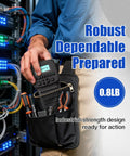Image of Real Deal Handheld Label Maker With Plug and Play Bluetooth Sync, held in a pocket with tools for quick tagging tasks.