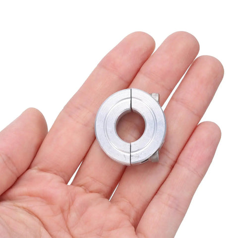 Four Pack Heavy Duty Double Split Clamp On Shaft Collar For One Half Inch Shaft Two Piece Clamping Collar One And One Eighth Inch Outside Diameter Thirteen Thirty Second Inch Thick Aluminum Alloy Set Screw Split Collar Clamp on hand