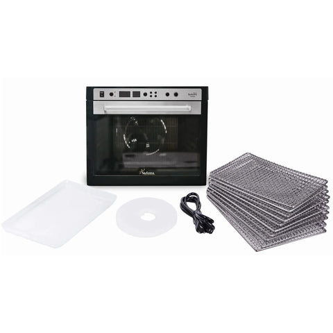 Premium Heavy Duty Digital Food Dehydrator Featuring Stainless Steel Rack Trays And Whisper Quiet Airflow System For Rapid Jerky Fruit Vegetable Nut Drying Hella Smooth Kitchen Essential That Truly Slaps with trays and accessories.