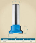 Top Shelf Drawer Lock Router Bit One Inch By Half Inch Shank Solid Carbide Tipped Woodworking Gear showing dimensions and design.