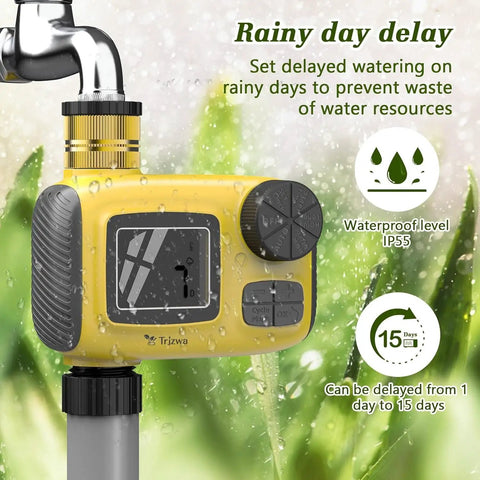 Outdoor Sprinkler Timer For Garden Irrigation With Rain Delay And Manual Watering, Programmable Daily And Weekly Schedules