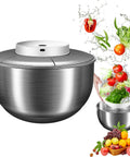 Kickass Electric Salad Spinner With Slick Usb Rechargeable Motor Stainless Steel Bowl For Crispy Greens And Fresh Fruit Hassle Free Cordless Kitchen Game Changer You Will Love with vibrant vegetables splashing.