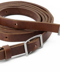 Heavy Harness Leather Western Roper Rein For Horses With Barrel Reins And Round Trail Rein Stainless Steel Hardware
