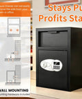 2.6 Cu Ft Depository Safe For Business With Quick Drop Slot And Digital LCD Display Cash Drop Safe mounted on wall