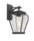 Heavy Duty Aluminum Outdoor Wall Light Fixture Built Tough With Waterproof Lantern, side angle view, 14.6 in tall, 9.9 in wide.