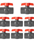 1/2 Inch SCH80 Pvc Ball Valve Socket To Socket Shut Off For Irrigation And Pool Plumbing Quarter Turn Handle in eight pack.